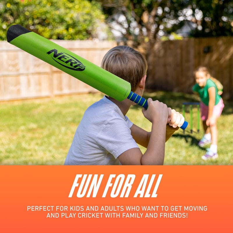 NERF Foam Cricket Set - Full Starter Cricket with 30" Bat, (2) Foam Balls + (3) Plastic Wickets - Perfect for Adults, Kids + Beginners - Full Set - Image 3